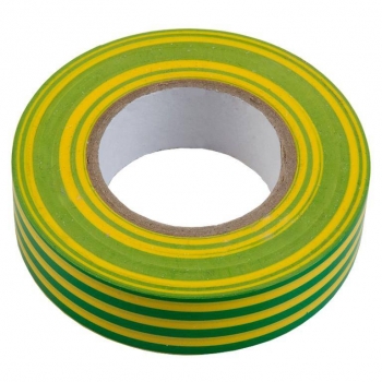 Изолента ПВХ 15 мм, 10 м, жёлто-зелёная
