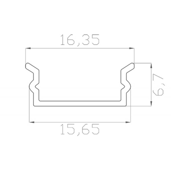 Профиль накладной 6*16 мм (под плоский рассеиватель № 16)