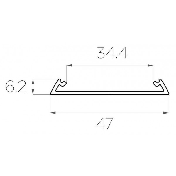 Профиль накладной 6*47 мм (под полукруглый рассеиватель № 40)