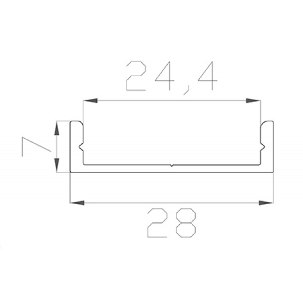 Профиль накладной 7*28 мм (под плоский рассеиватель № 28)
