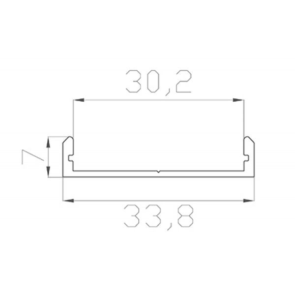 Профиль накладной 7*33 мм (под рассеиватели № 36 P / 36 R / 36 T)