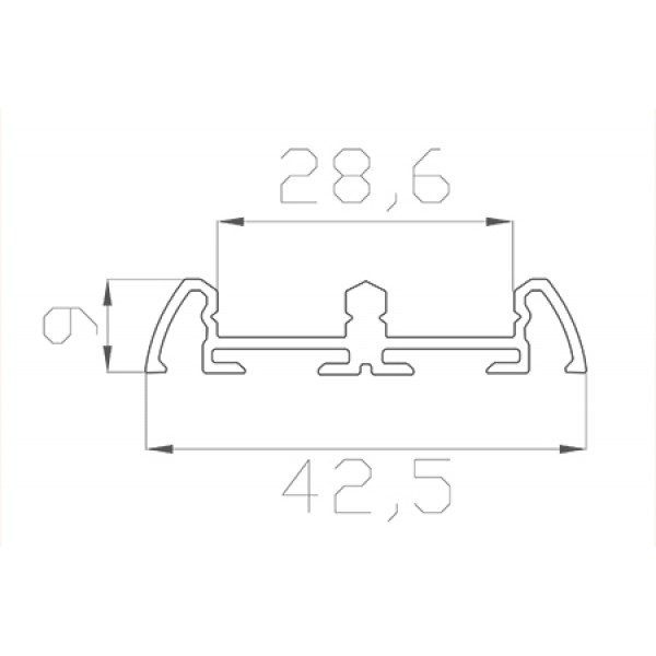 Профиль накладной 9*42 мм (под 2 плоских рассеивателя № 16)