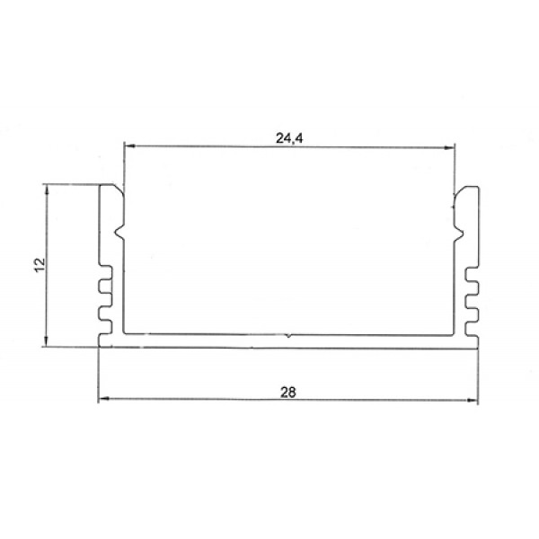 Профиль накладной 12*28 мм (под плоский рассеиватель № 28)