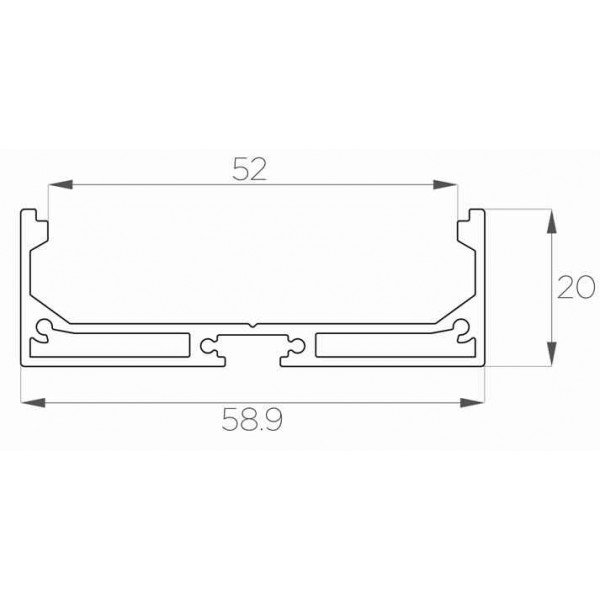 Профиль накладной / подвесной 20*60 мм (под плоский рассеиватель № 55)