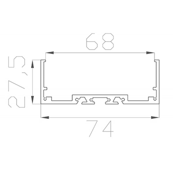 Профиль накладной / подвесной 27*74 мм (под плоский рассеиватель № 68)