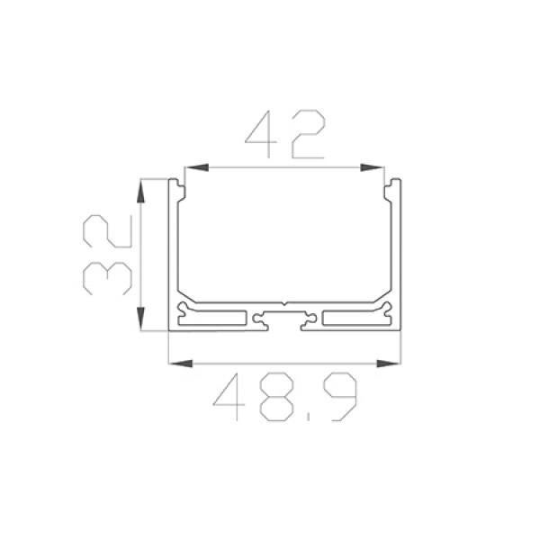 Профиль накладной / подвесной 32*50 мм (под плоский рассеиватель № 44)
