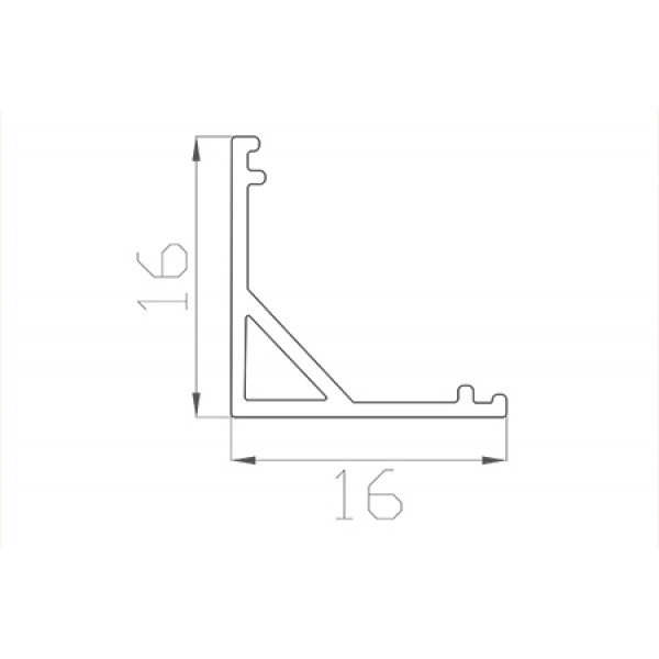 Профиль угловой 16*16 мм (под полукруглый рассеиватель № 20)