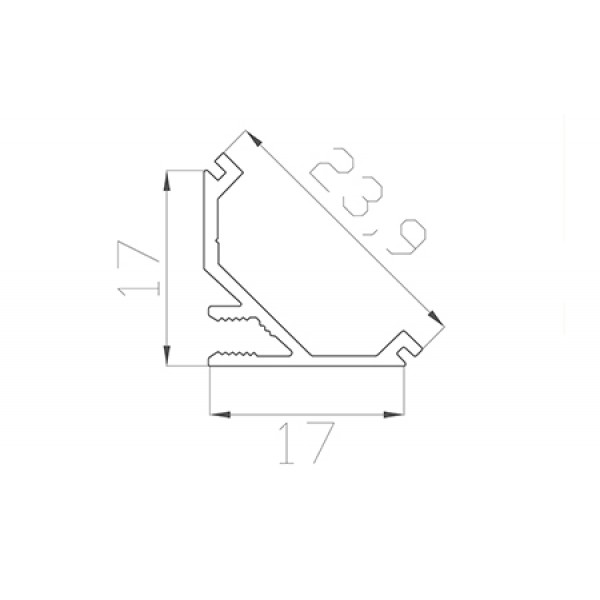 Профиль угловой R 17*17 мм (под полукруглый рассеиватель № 1)