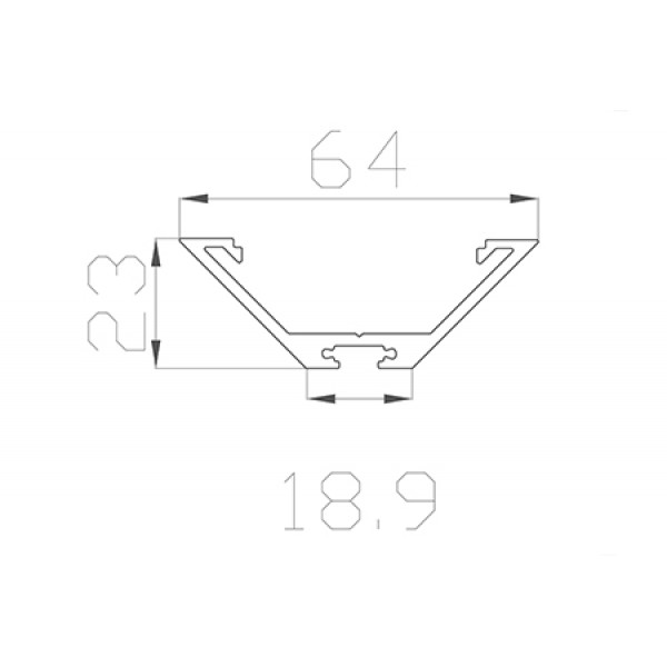 Профиль угловой 23*64 мм (под плоский рассеиватель № 44)