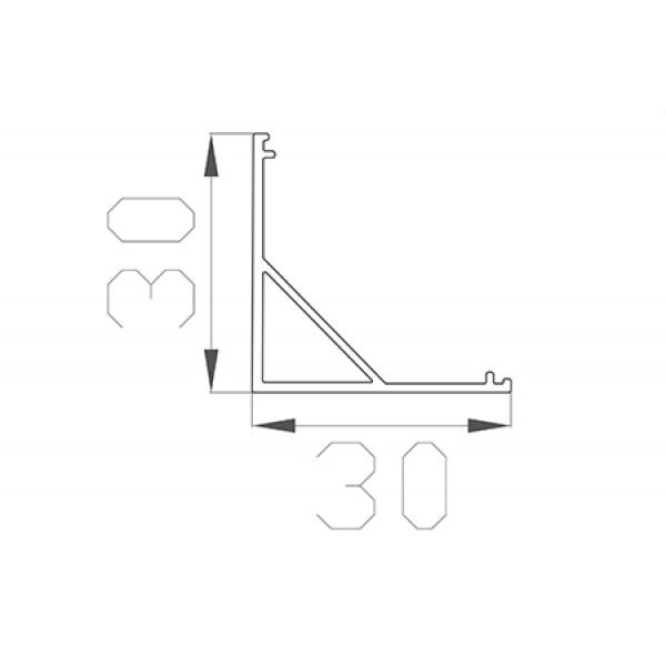 Профиль угловой 30*30 мм (под полукруглый рассеиватель № 40)