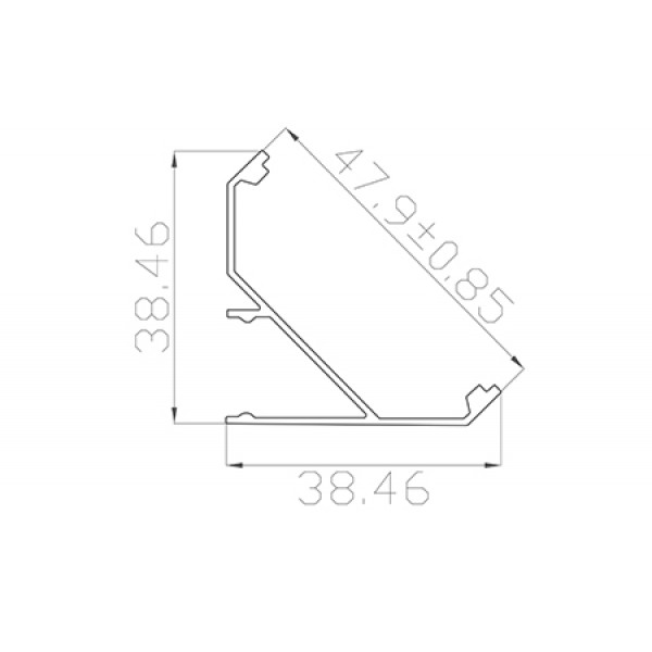 Профиль угловой 38*38 мм (под плоский рассеиватель № 44)