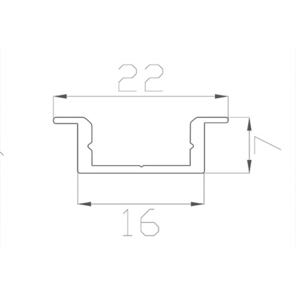 Профиль встраиваемый 7*22 мм (под плоский рассеиватель № 16)