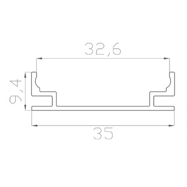 Профиль встраиваемый 10*35 мм (под плоский рассеиватель № 34)