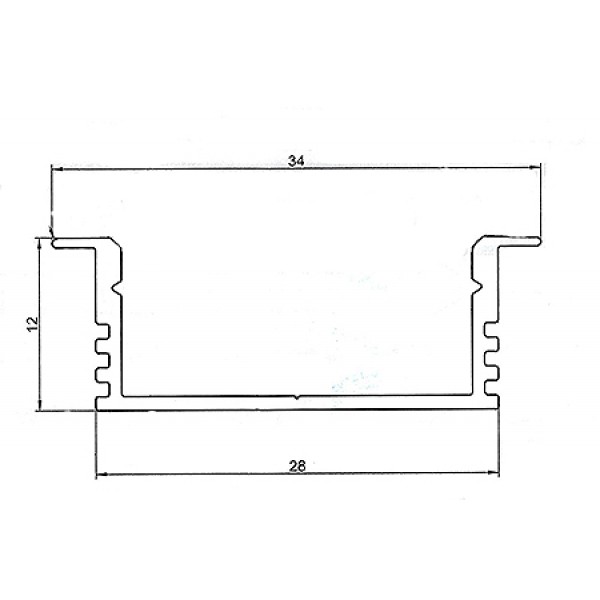 Профиль встраиваемый 12*34 мм (под плоский рассеиватель № 28)
