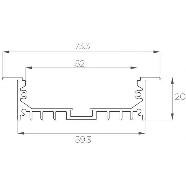 Профиль встраиваемый 20*73 мм (под плоский рассеиватель № 55)