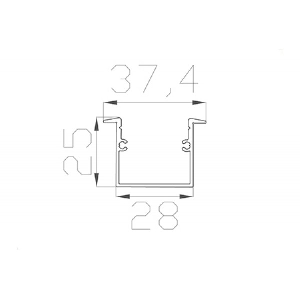 Профиль встраиваемый 25*37 мм (под плоский рассеиватель № 28)