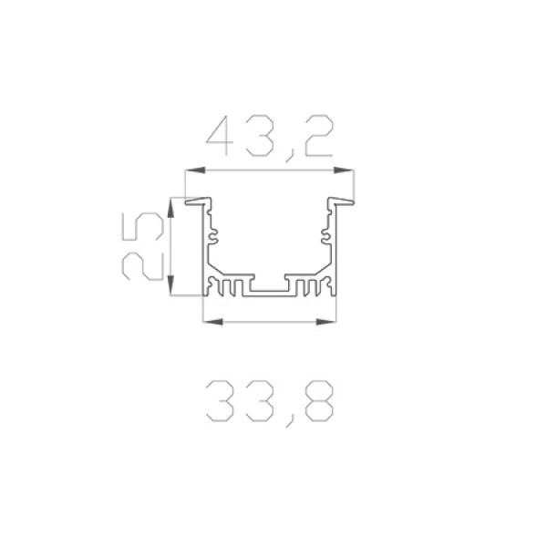 Профиль встраиваемый 25*44 мм (под рассеиватели № 36 P / 36 R / 36 T)