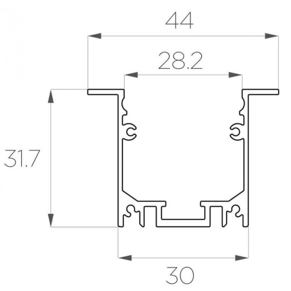 Профиль встраиваемый 32*44 мм (под плоский рассеиватель № 30)