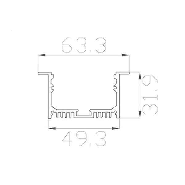 Профиль встраиваемый 32*63 мм (под плоский рассеиватель № 44)