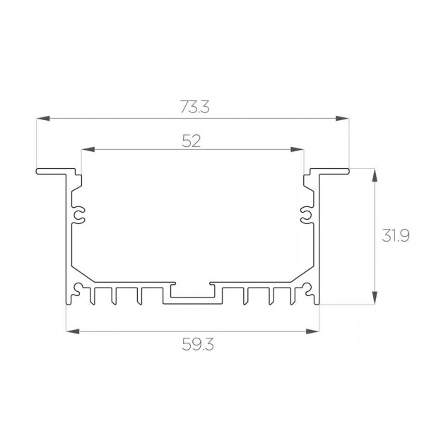 Профиль встраиваемый 32*73 мм (под плоский рассеиватель № 55)