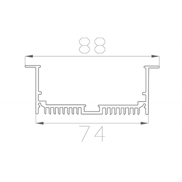 Профиль встраиваемый 32*88 мм (под плоский рассеиватель № 68)