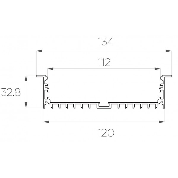 Профиль встраиваемый 32*134 мм (под плоский рассеиватель № 115)