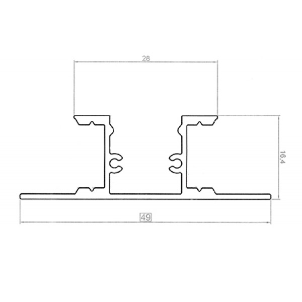 Профиль со скрытым монтажом 49*16 мм (под 2 плоских рассеивателя № 16)