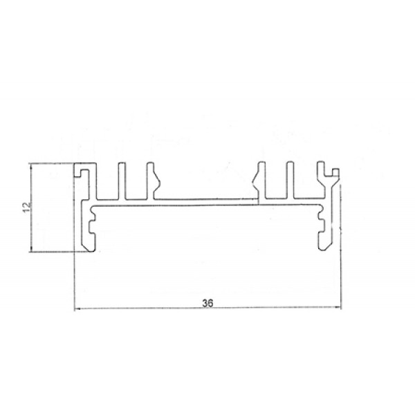 Профиль со скрытым монтажом 12*36 мм (под рассеиватели № 36 P / 36 R / 36 T)