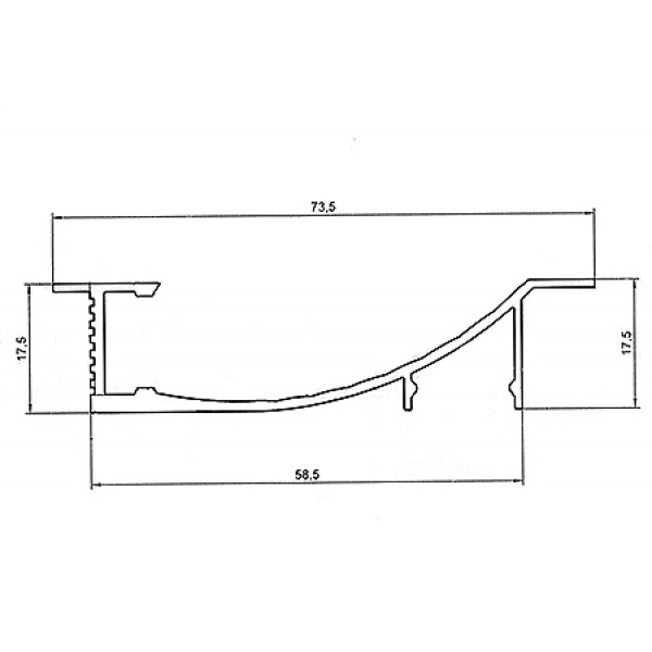 Профиль со скрытым монтажом 70*16 мм (под плоский рассеиватель № 16)