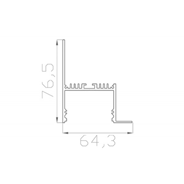 Профиль для углов, дверей 76*64 мм (под плоский рассеиватель № 44)