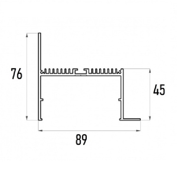 Профиль для углов, дверей 76*89 мм (под плоский рассеиватель № 68)