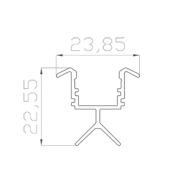 Профиль для перил 22*23 мм (под плоский рассеиватель № 16)