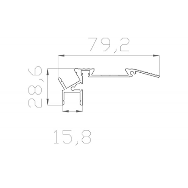 Профиль для ступеней 28*79 мм без резиновой вставки (под 2 плоских рассеивателя   № 16)