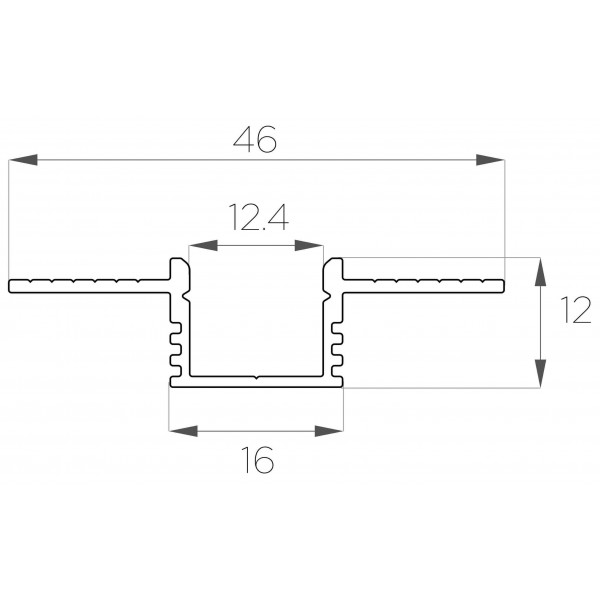 Профиль под шпаклёвку 12*46 мм (под плоский рассеиватель № 16)