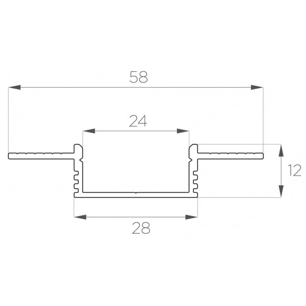 Профиль под шпаклёвку 12*58 мм (под плоский рассеиватель № 28)