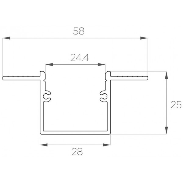 Профиль под шпаклёвку 25*58 мм (под плоский рассеиватель № 28)