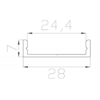 Профиль накладной 7*28 мм (под плоский рассеиватель № 28)