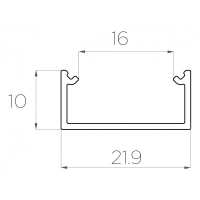 Профиль накладной 10*22 мм (под полукруглый рассеиватель № 20)