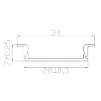Профиль встраиваемый 7*34 мм (под плоский рассеиватель № 28)