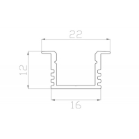 Профиль встраиваемый 12*22 мм (под плоский рассеиватель № 16)