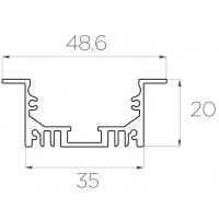 Профиль встраиваемый 20*50 мм (под плоский рассеиватель № 34)