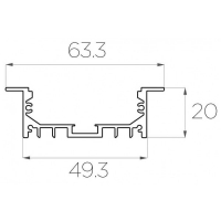 Профиль встраиваемый 20*63 мм (под плоский рассеиватель № 44)