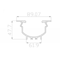 Профиль встраиваемый / подвесной 48*89 мм (под 2 плоских рассеивателя № 16 или 1 плоский рассеиватель № 44)