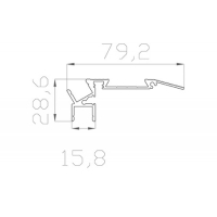Профиль для ступеней 28*79 мм без резиновой вставки (под 2 плоских рассеивателя   № 16)
