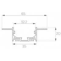 Профиль под шпаклёвку 20*65 мм (под плоский рассеиватель № 34)