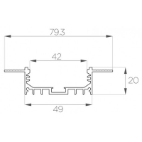 Профиль под шпаклёвку 20*80 мм (под плоский рассеиватель № 44)